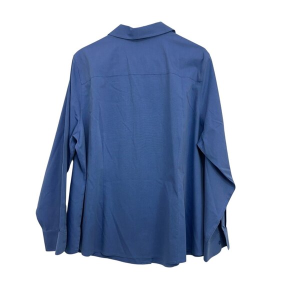 Gold Label Investments Women Non-Iron Button-Up Shirt Size 18W Blue 100% Cotton - Picture 6 of 8